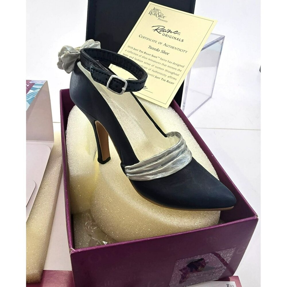 Raine Originals Tuxedo Shoe Miniature Black & Silver With COA NIB PR600